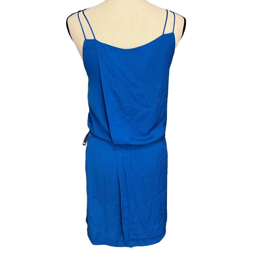 Zara Basic Blue Polka Dot Crossover Wrap Dress - image 4